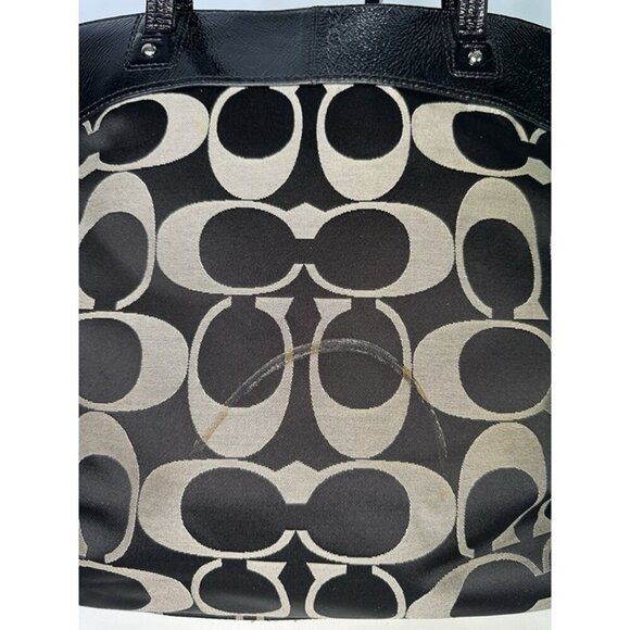 Black Beige Coach Monogram Tote/Shoulder Bag M1182-F18335 Original Keychain Tag - Picture 4 of 12